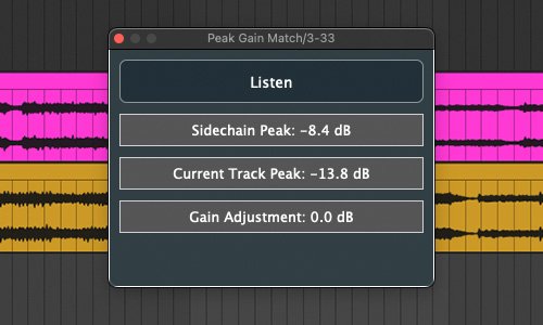Peak Gain Match Plugin Interface for Auto Gain Staging